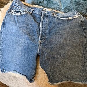 Agolde women’s long Distressed denim Jean Shorts